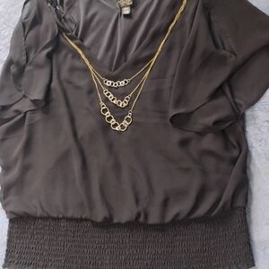 Thalia Sodi Black Satin Blouse